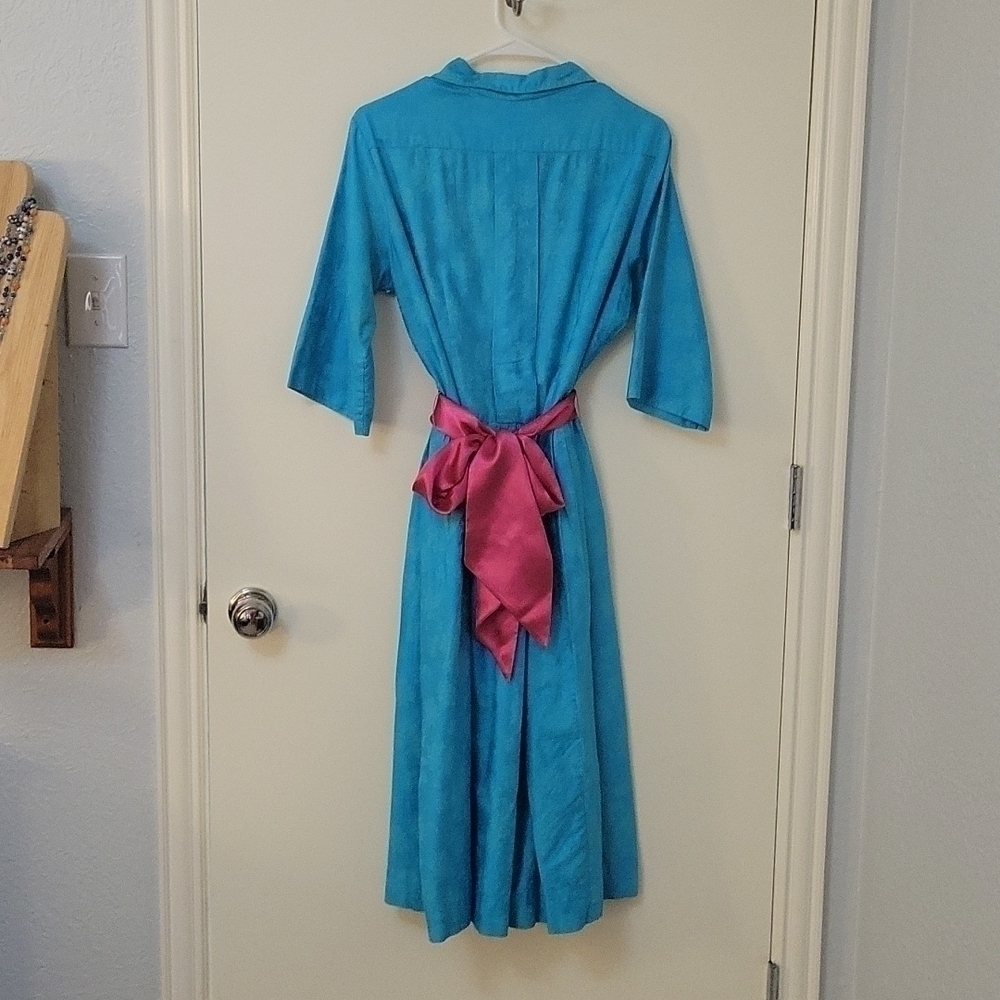 Handmade 1940s-1950s I love lucy floral damask Land Girl Performance Shirt Dress - Picture 2 of 11